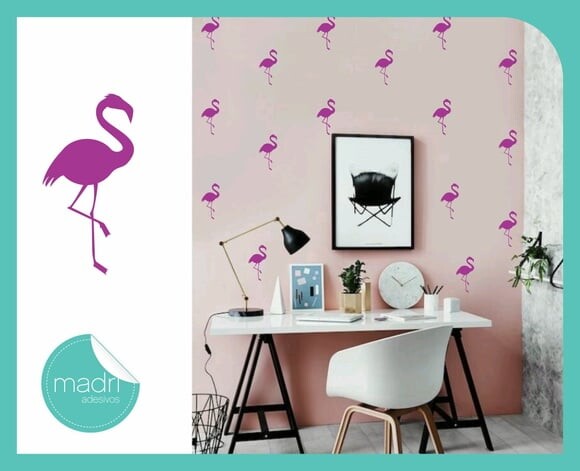 Mini Adesivo Flamingo - Kit 50 Unid