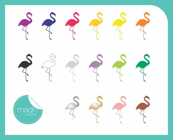 Mini Adesivo Flamingo - Kit 50 Unid