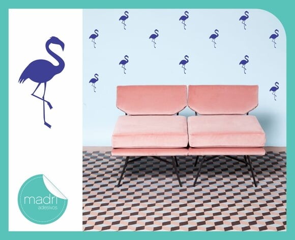 Mini Adesivo Flamingo - Kit 50 Unid