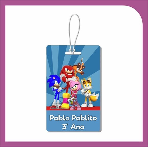 Tag Mochila Sonic - Kit c/ 2 Unidades