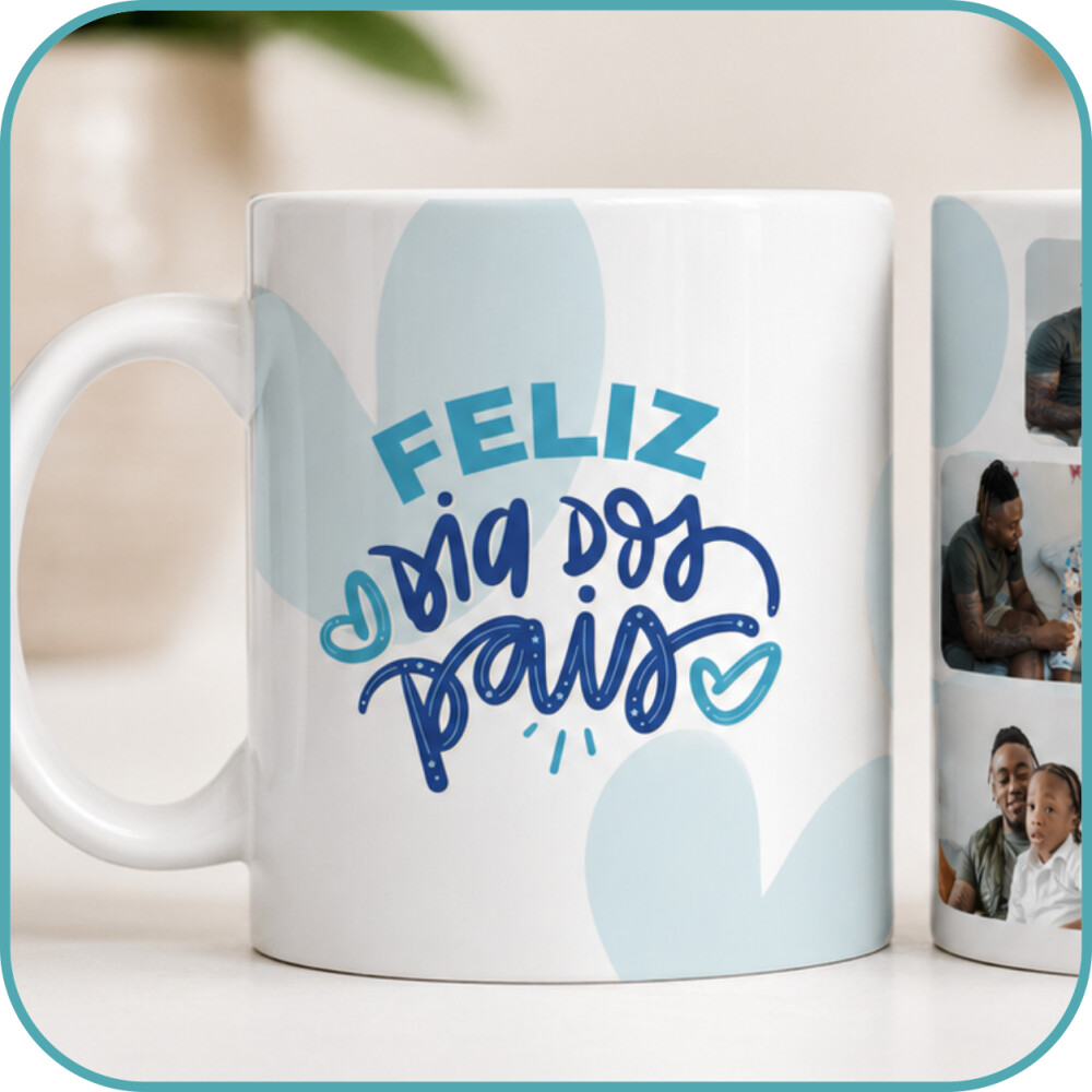 Caneca Personalizada Pai com Fotos e Mensagem - Modelo 3