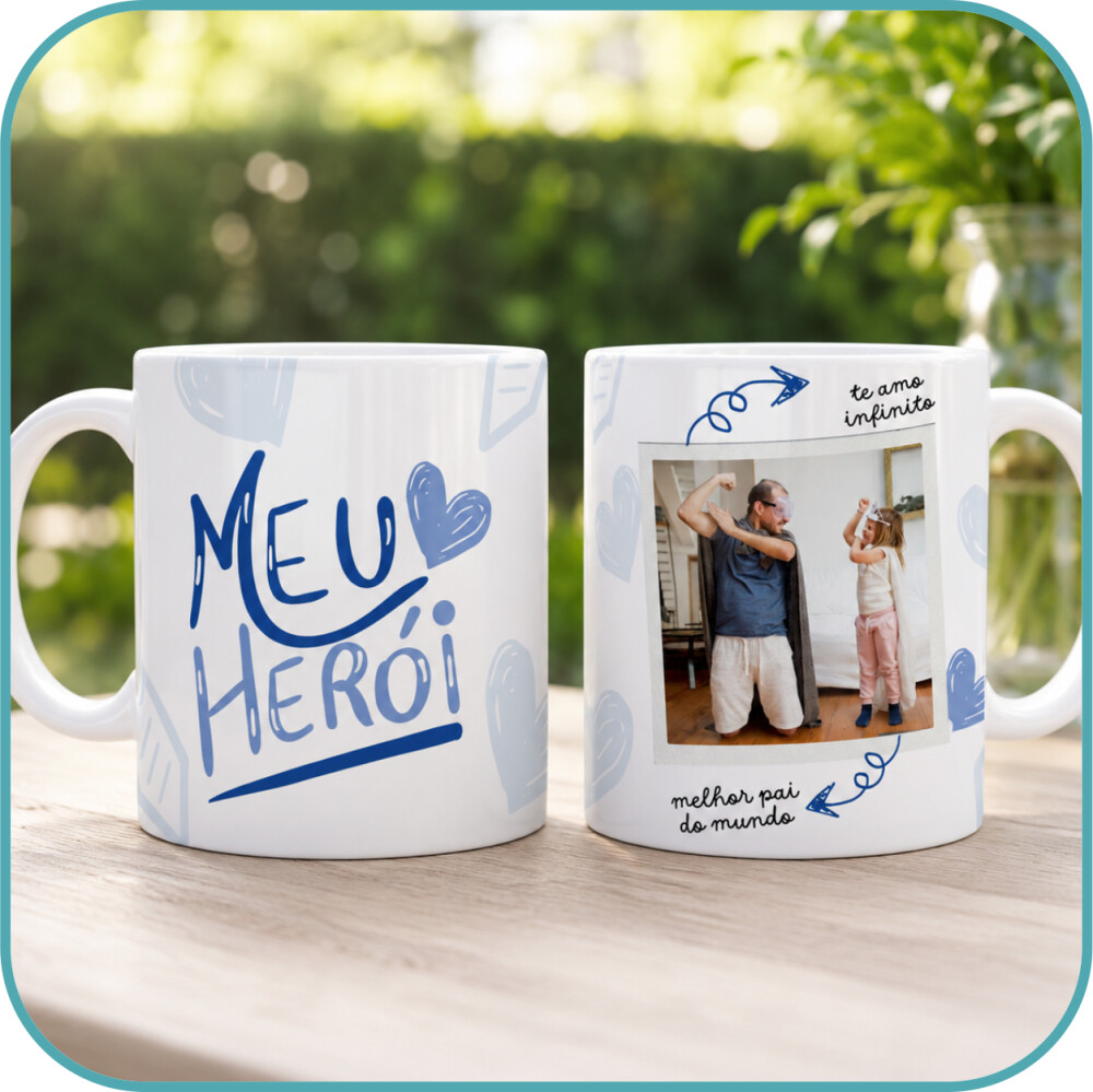 Caneca Personalizada Pai meu Herói com Foto