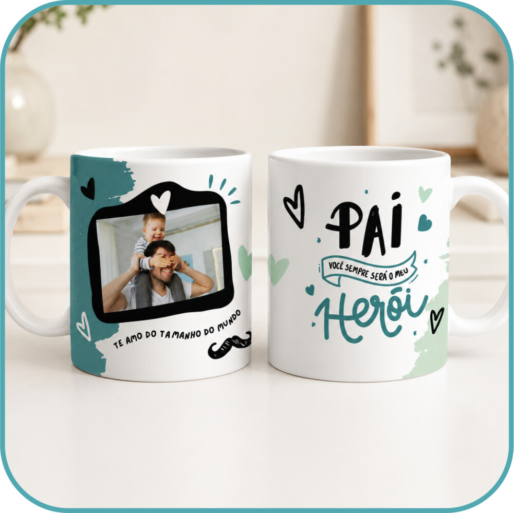 Caneca Personalizada Pai com Fotos e Mensagem - Modelo 5