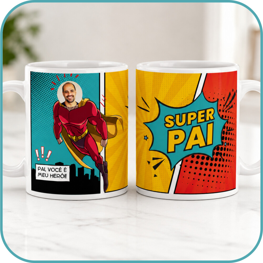Caneca Personalizada Super Pai - Estampa Divertida