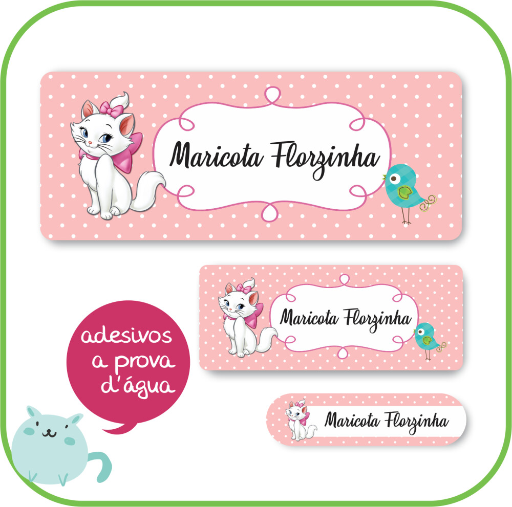 Etiquetas Escolares Gata Fofa - Kit 110 unidades