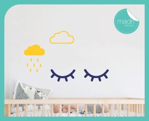 Adesivo Cílios c/ Nuvens - Frete Grátis