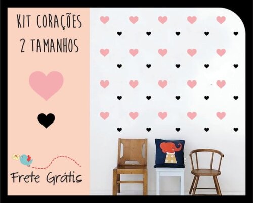 Adesivo Corações - 2 tamanhos