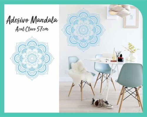Adesivo de Mandala 57cm - Azul Claro