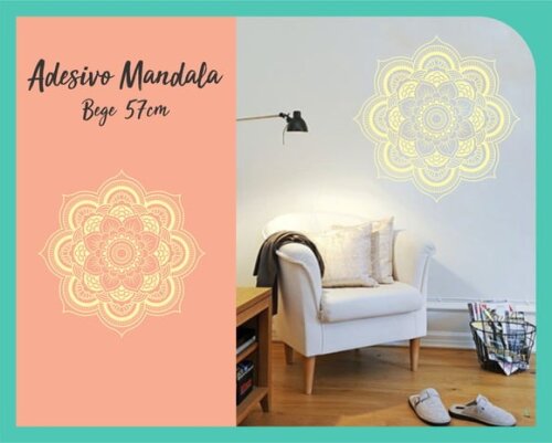 Adesivo de Mandala 57cm - Bege