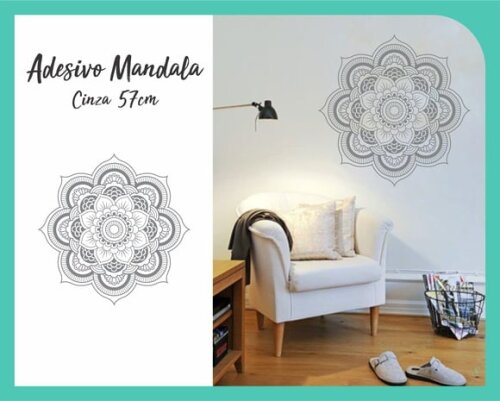 Adesivo de Mandala 57cm - Cinza