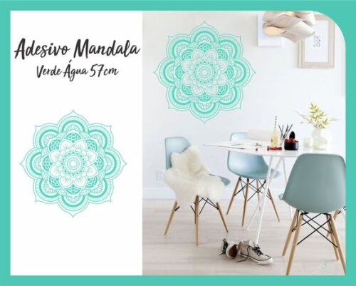 Adesivo de Mandala 57cm - Verde Água