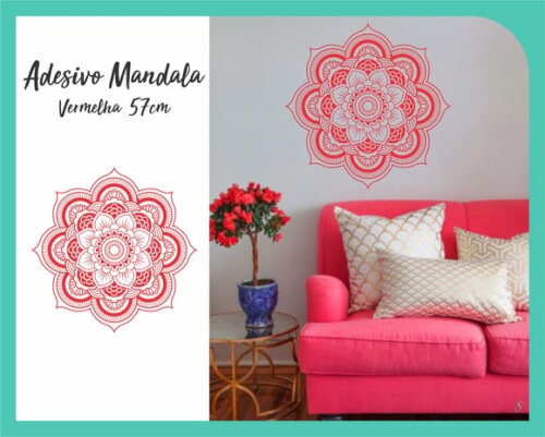 Adesivo de Mandala 57cm - Vermelha