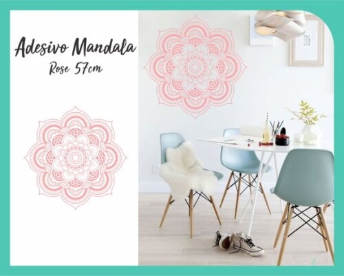 Adesivo de Mandala 57cm - Rosa Claro