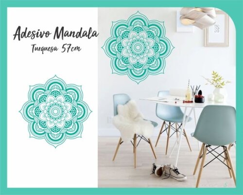 Adesivo de Mandala 57cm - Turquesa