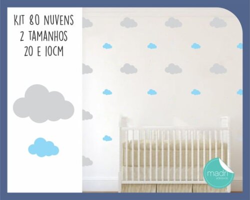 Adesivo de Nuvens - 2 Tamanhos 20 e 10 cm