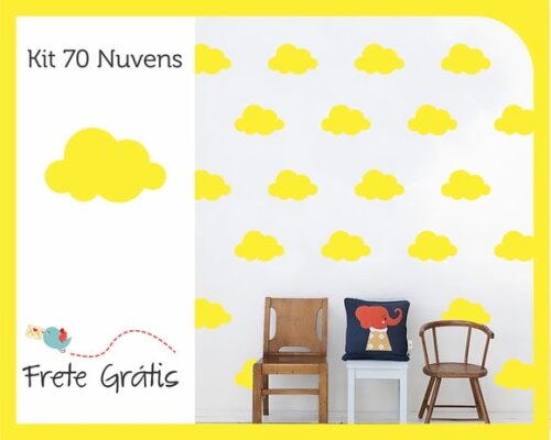 Adesivo de Nuvens - Amarelas - 9cm