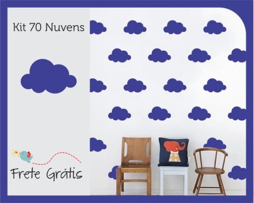 Adesivo de Nuvens - Azul Marinho - 9cm