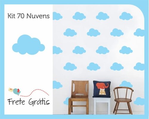 Adesivo de Nuvens - Azul Bebê - 9cm