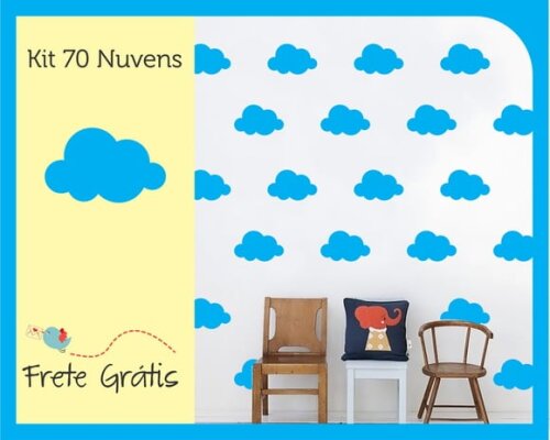 Adesivo de Nuvens - Azul Céu - 9cm
