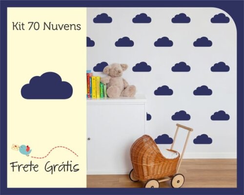 Adesivo de Nuvens - Azul Noturno *10cm*