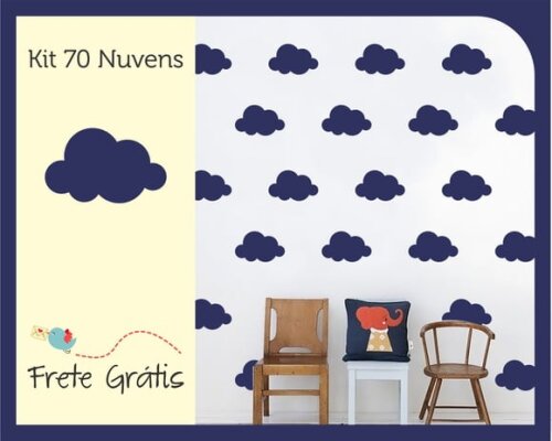 Adesivo de Nuvens - Azul Noturno - 9cm
