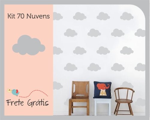 Adesivo de Nuvens - Cinza Claro - 9cm