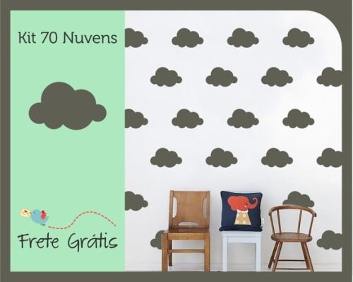 Adesivo de Nuvens - Grafite - 9cm