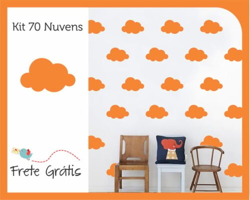Adesivo de Nuvens - Laranja - 9cm