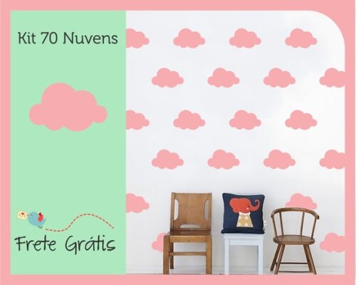 Adesivo de Nuvens - Rosa Bebê - 9cm