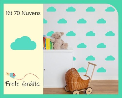 Adesivo de Nuvens - Verde Piscina *10cm*