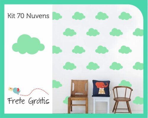 Adesivo de Nuvens - Verde Piscina - 9cm