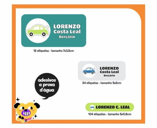 Adesivo Escolar - Carrinho - 140 Unidades