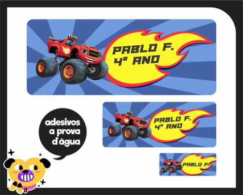Adesivo Escolar Blaze - Prova D'água - 100unid