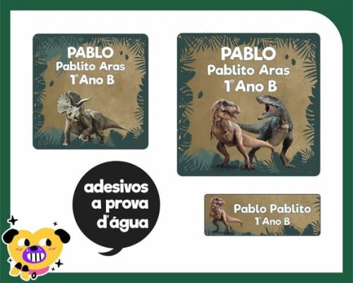 Adesivo Escolar Dinossauro - 48 Unid - Prova D'água