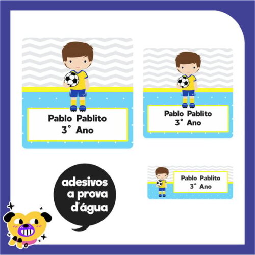 Adesivo Escolar Futebol - 48 Unid - Prova D'água