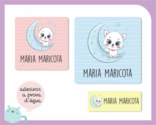 Adesivo Escolar Gatinho Baby 48 Unid