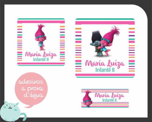 Adesivo Escolar Trolls 48 Unid