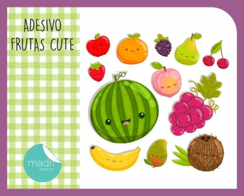 Adesivo Kit Frutas Cute