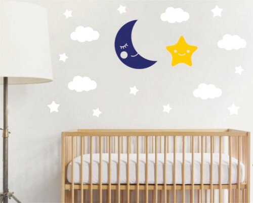 Adesivo Lua, nuvens e estrelas - 66pçs