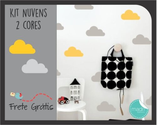 Adesivo Nuvens - Cinza e Amarelo