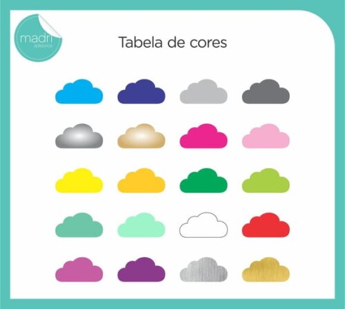 Adesivo Nuvens 10cm - 60 Unid 3 Cores