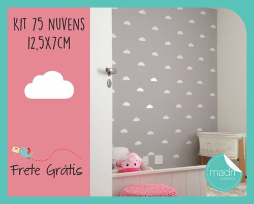 Adesivo Nuvens 12,5cm - 75 Unidades - Brancas