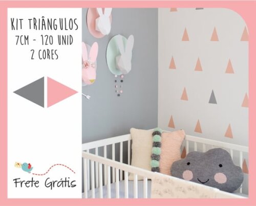 Adesivo Triângulos 7cm - 2 Cores - 120 Unidades