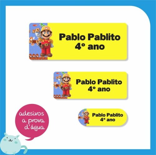 Adesivos Escolares - Super Mario - 110 Unid
