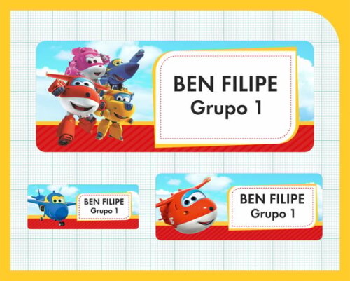 Adesivos Escolares - Super Wings - 100 Unid