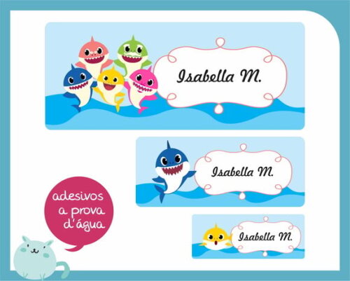 Etiqueta Escolar - Baby Shark - 100 unid