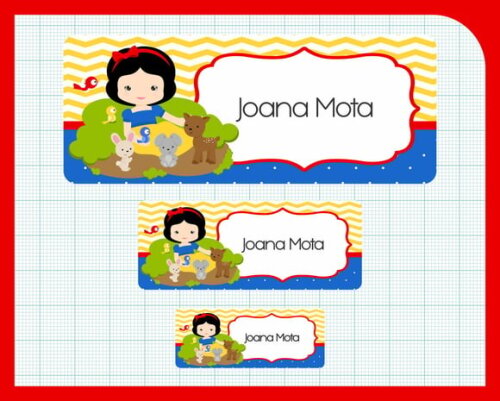 Etiqueta Escolar - Branca de Neve Cute