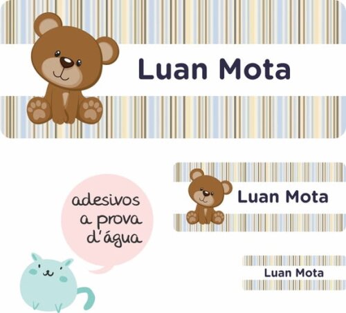 Etiqueta Escolar - Kit Compacto - 100 Unid - Urso