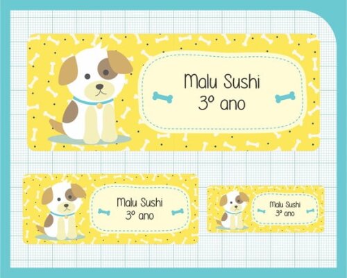Etiqueta Escolar - Dog Cute - 100 Unid
