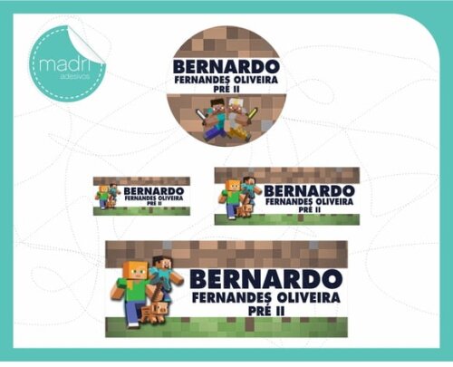 Etiqueta Escolar 100un - Minecraft
